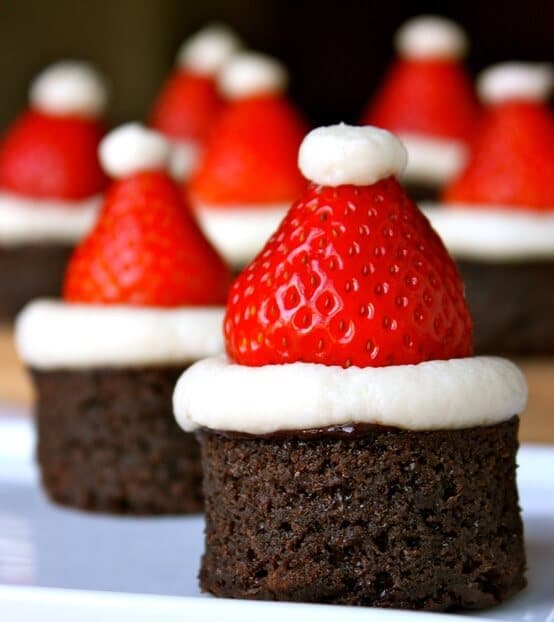 December - Santa Hat Brownie Bites